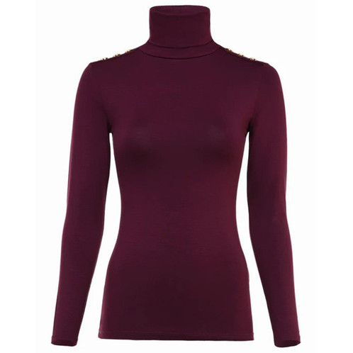 Burgundy Holland Cooper Womens Essential Roll Neck Top