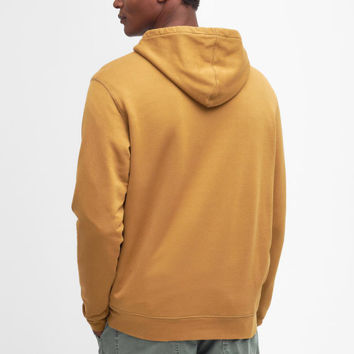 Cumin Barbour Mens Farnworth Hoodie On Model Rear