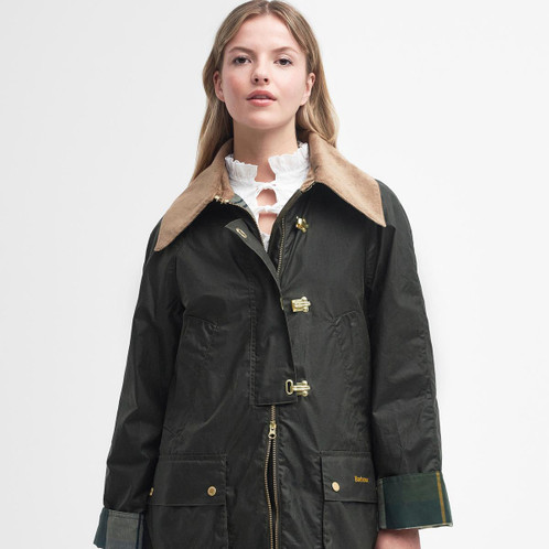 Archive Olive Barbour Womens Kelburn Wax Jacket Detail