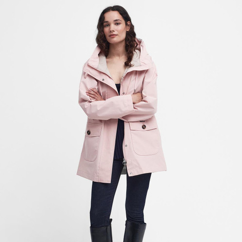 Shell Pink Barbour Womens Lansdowne Jacket On Model