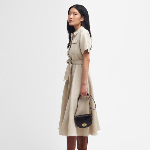 Safari Barbour Womens Margaret Midi Dress On Model