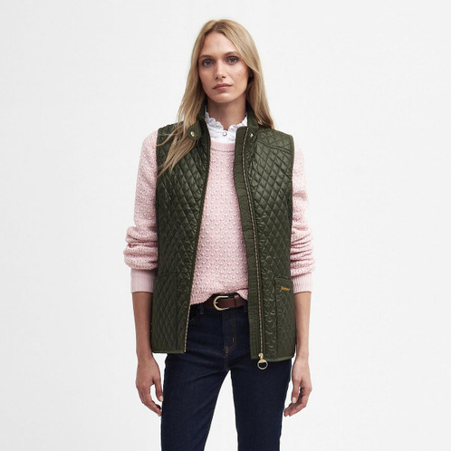 Olive Barbour Womens Swallow Gilet On Model