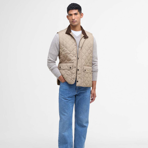 Washed Stone Barbour Mens New Lowerdale Gilet Front