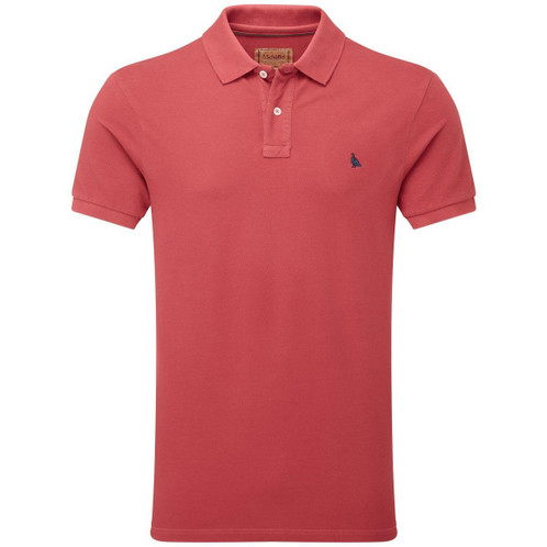 Slate Red Schoffel Mens St Ives Garment Dyed Jersey Polo Shirt