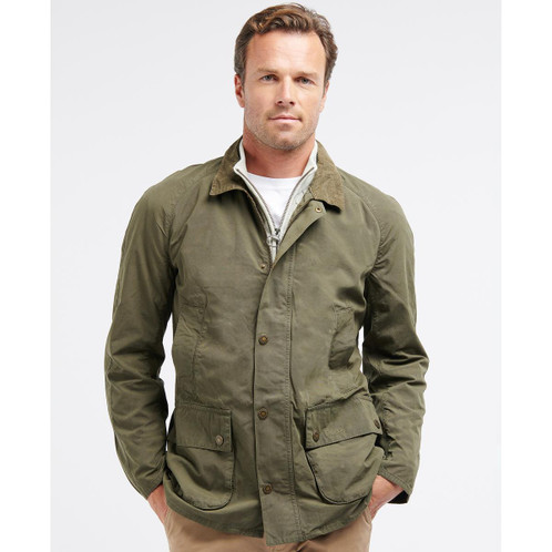 Olive Barbour Mens Ashby Casual Jacket On Model