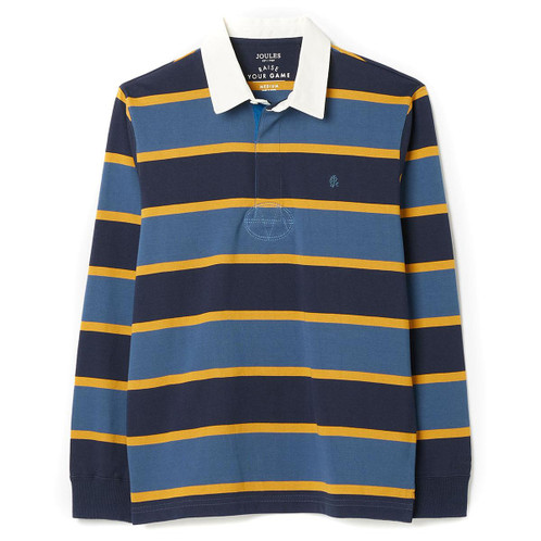 Navy Yellow Stripes Joules Onside Mens Rugby Shirt