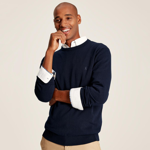 French Navy Marl Joules Mens Jarvis Crew Neck Jumper Model