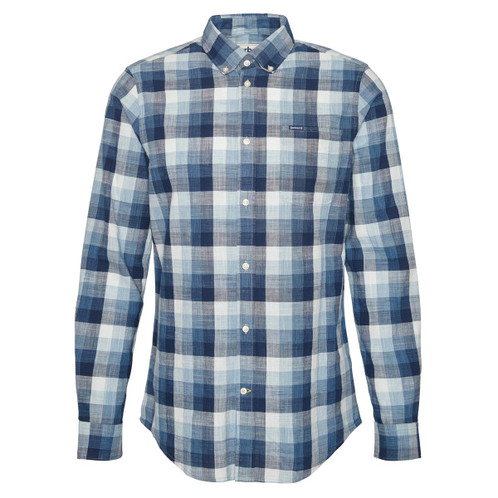 Navy Barbour Mens Hillroad Tailored Shirt