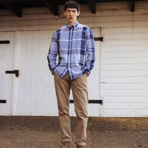 Berwick Blue Tartan Barbour Mens Harris Tailored Shirt Lifestyle