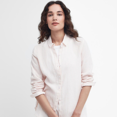 Pink Barbour Womens Marine Shirt On Model