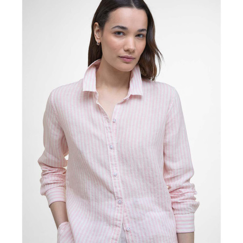 Pink Punch Barbour Womens Marine Shirt On Model