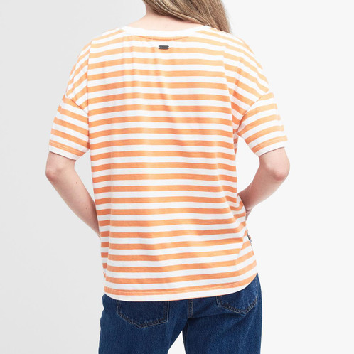 Apricot Stripe Barbour Womens Adria Top On Model Back