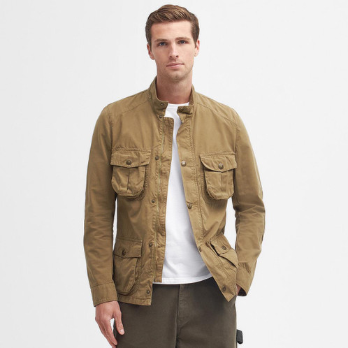 Bleached Olive Barbour Mens Corbridge Casual Jacket On Model