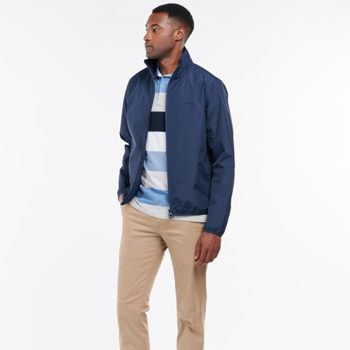 Navy Barbour Mens Korbel Jacket On Model