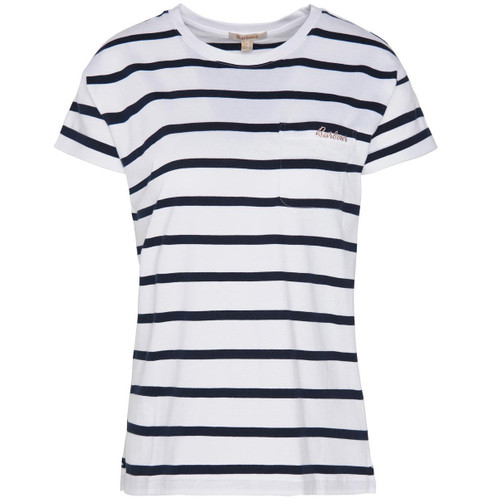White/Navy Barbour Womens Otterburn Stripe Tee