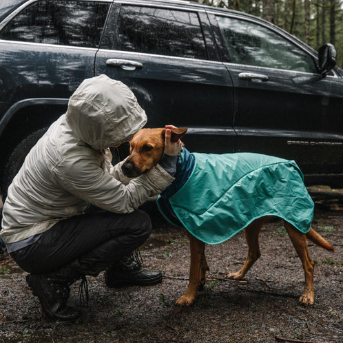 Aurora Teal Ruffwear Dirtbag Dog Drying Towel Lifestyle