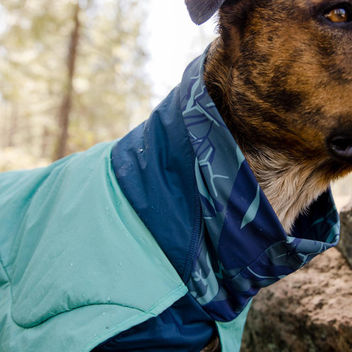 Aurora Teal Ruffwear Dirtbag Dog Drying Towel Lifestyle Neck Gaiter