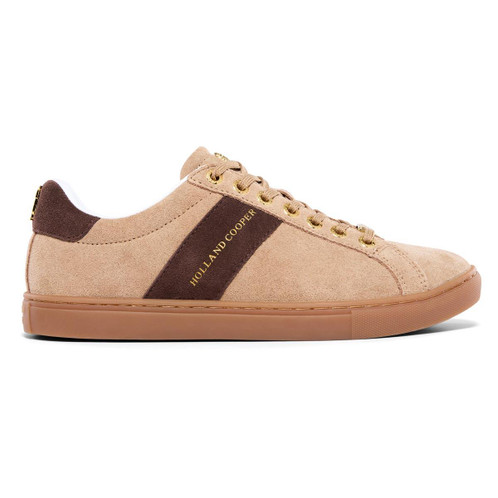 Taupe Dark Chocolate Holland Cooper Womens Knightsbridge Court Trainer Side View