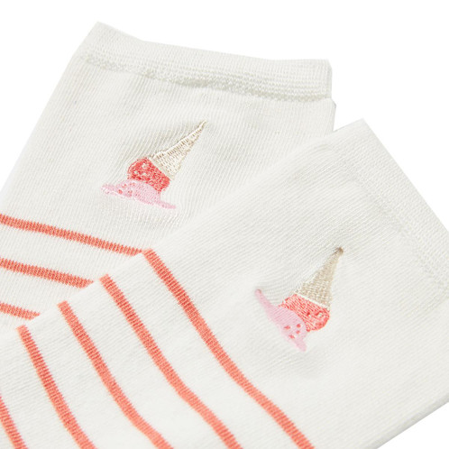 Red Ice Cream Joules Womens Everyday Embroidered Socks Closeup