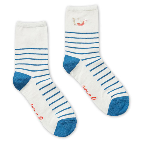 Blue Swimmer Joules Womens Everyday Embroidered Socks