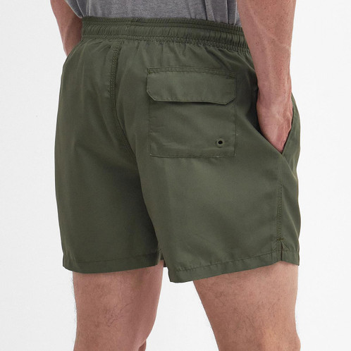Olive Barbour Mens Staple Logo Swim Shorts Back