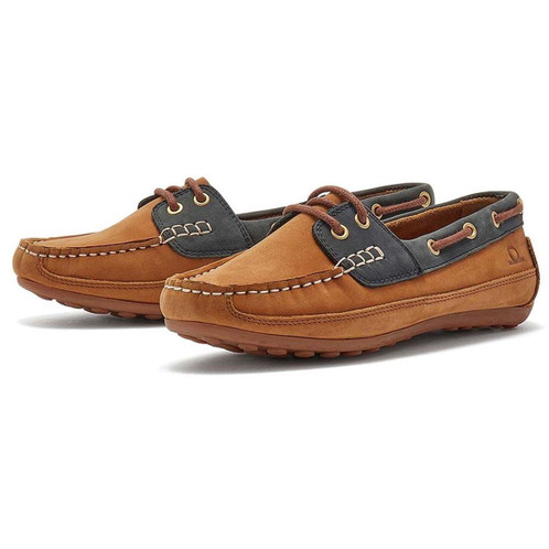 Tan/Navy Chatham Womens Cromer Moccasins Tan/Navy Chatham Womens Cromer Moccasins