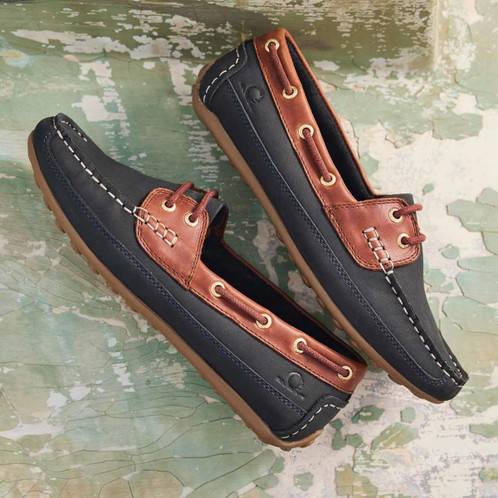 Navy/Burgundy Chatham Womens Cromer Moccasins Lifestyle Navy/Burgundy Chatham Womens Cromer Moccasins Lifestyle