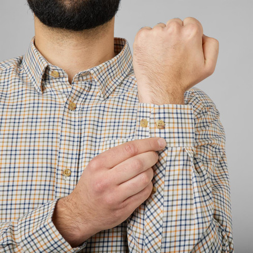 Classic yellow check Seeland Mens Shooting Shirt Cuff Detail