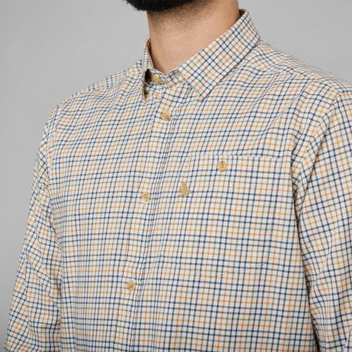 Classic yellow check Seeland Mens Shooting Shirt Detail