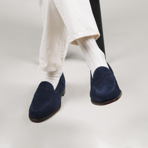 Navy Suede Loake Mens Imperial Loafer