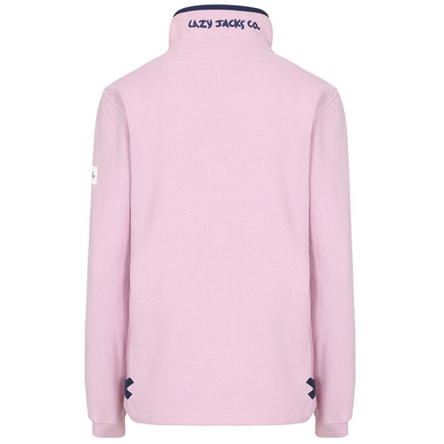 Pink Lazy Jacks Womens LJ5 Plain Button Neck Sweatshirt Back