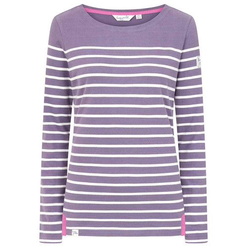 Mauve Lazy Jacks Womens LJ97 Striped Breton Top