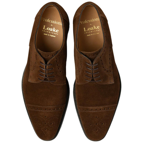 Brown Suede Loake Mens Eldon Brogue Shoe Top