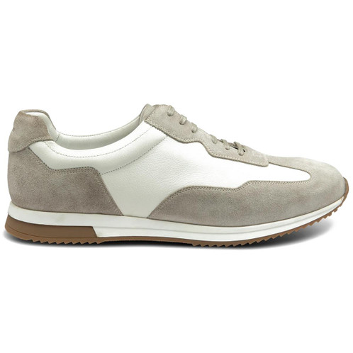 White Calf/Grey Suede Loake Mens Linford Trainers Side
