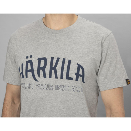 Light Grey Melange Harkila Mens Modi T-Shirt On Model