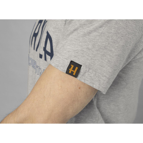 Light Grey Melange Harkila Mens Modi T-Shirt On Model Detail