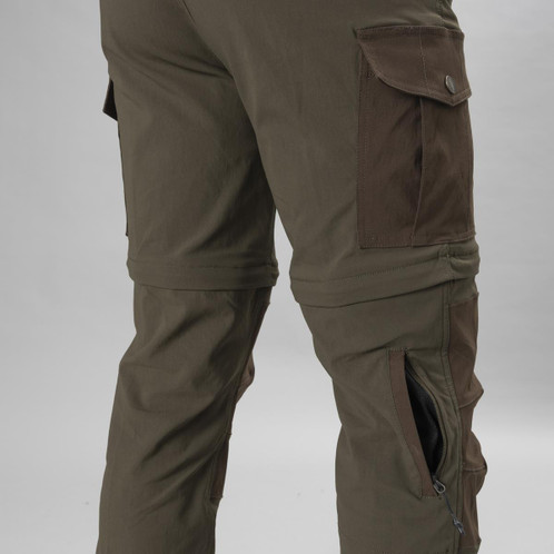 Pine Green/Demitasse Brown Seeland Mens Birch Zip-Off Trousers Back Detail