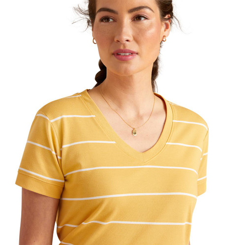 Ochre/White Ariat Womens Fairford T-Shirt Detail