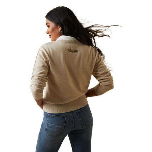 Oatmeal Ariat Womens Peninsula Sweater Back