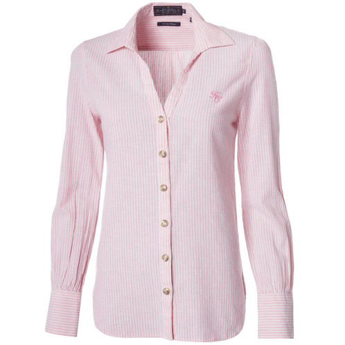 Pink Stripe Holland Cooper Womens Classic V-Neck Blouse