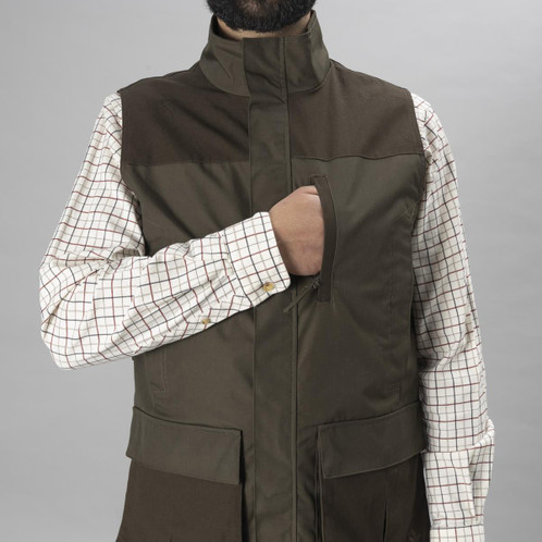 Pine Green Seeland Mens Arden Shooting Waistcoat On Model