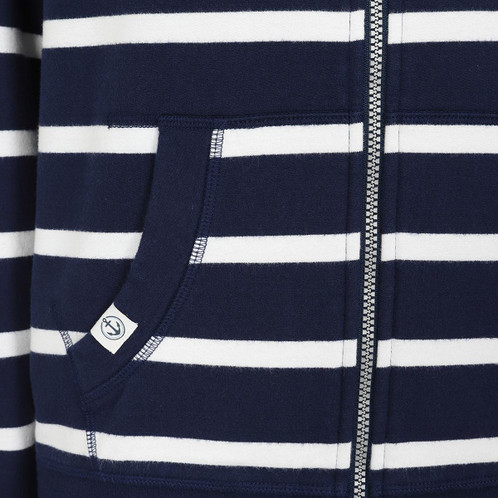 Marine Lazy Jacks Womens LJ101S Striped Hooded Zip Thru Sweatshirt Pocket Detail