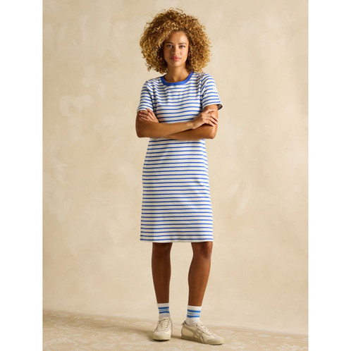 Blue Stripe Joules Eden Womens Striped Dress On Model