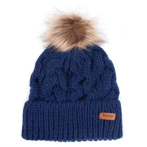 Navy Barbour Womens Penshaw Cable Beanie