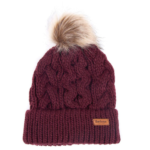 Bordeaux Barbour Womens Penshaw Cable Beanie