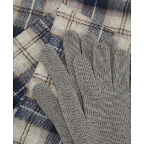 Grey Midnight Barbour Mens Tartan Scarf and Glove