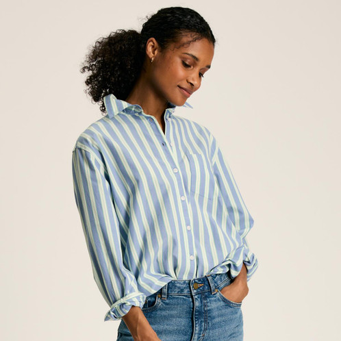 Blue Stripe Joules Amilla Womens Striped Shirt Model Front