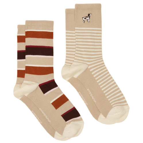 Orange/Neutral Joules Womens Everyday Socks 2 Pack