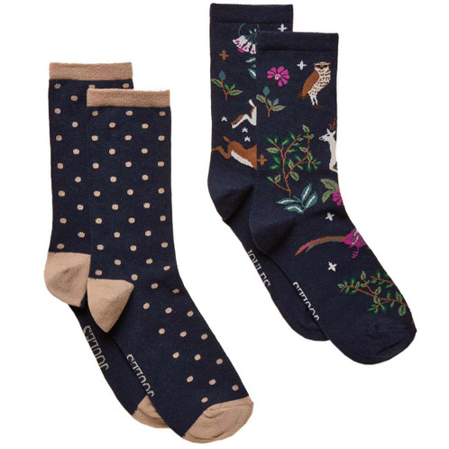 Multi Navy Joules Womens Everyday Socks 2 Pack