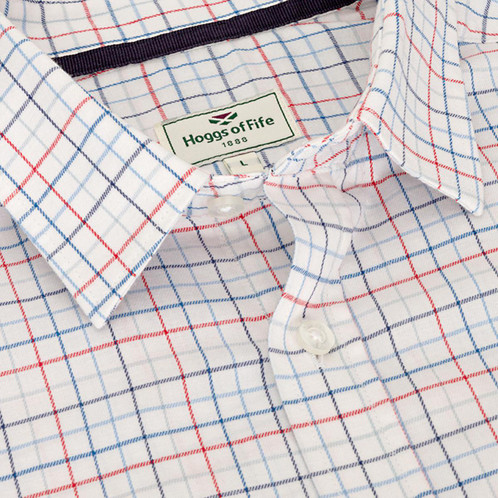 Red/Blue Hoggs Of Fife Mens Callum Country Check Shirt Collar